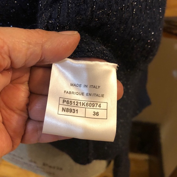 CHANEL cárdigan a rare a gem size 36 in navy blue with silver and black threads - Picture 5 of 9